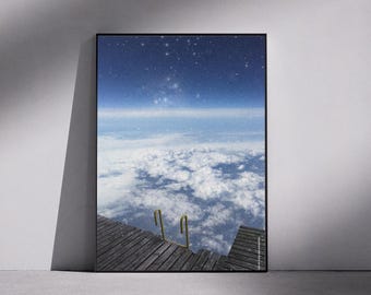 Stairway to the Sky – Dreamy Cloud & Stars Collage | Printable Wall Art / A4 A3