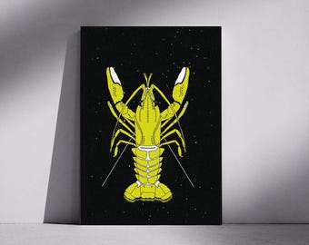 Cancer Zodiac Wall Art Print, Cancer Sign Illustration, Astrology Decor Printable/ a4 a3