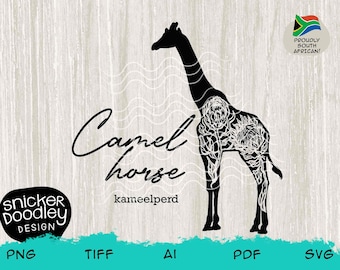 Proudly South African Afrikaans Kameelperd Camel Horse Giraffe with Proteas • SVG Cut file for Cricut + Silhouette cutting machines • Funny
