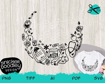 Nursing Love Circular Frame SVG cut file for Cricut + Silhouette cutting machines • Health Worker T-shirt • Sublimation, Iron on design, art