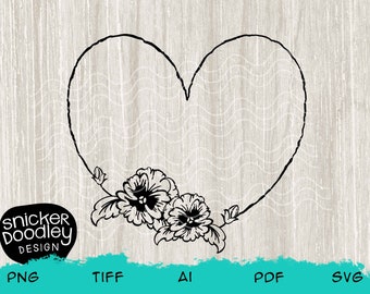 Pansy Love Flower SVG cut file for Cricut + Silhouette cutting machines • Heart-shaped frame • Fun to weed for iron on or sublimation