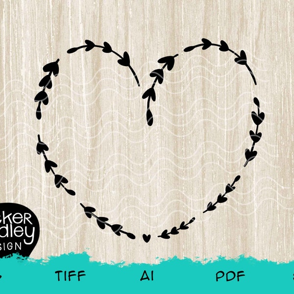 Doodled Ivy Love Heart • SVG cut file for Cricut + Silhouette cutting machines •