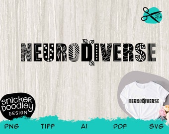 Neurodiverse SVG cut file for Cricut + Silhouette cutting machines with lovely detailed letters • hand-drawn details • celebrate diversity