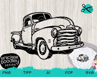 Retro old pickup truck SVG cut file for Cricut + Silhouette cutting machines • High res files in 5 different formats