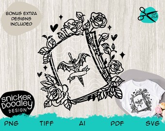 Night Court Blooming Book set • 3 SVG designs for Cricut + Silhouette cutting machines • Roses Books Velaris Mountain Stars Hearts Blooms