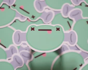 Fred-Enstein | SpookyLil' Friends Soft Matte Vinyl Die-Cut Sticker | Halloween Stickers | Frog | 0.893 in x 2.001 in