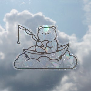 Pudding Suncatcher | Bear Suncatcher | Window Sticker | Sticker | Rainbows | Holographic | Suncatcher for Window | Rainbow Suncatcher