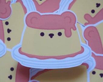 Pudding as Pudding Soft Matte Vinyl Die-Cut Sticker | Cute Bear Dessert | Laptop, Water Bottle, Notebook Sticker Gift | 2.3 in x 1.672 in