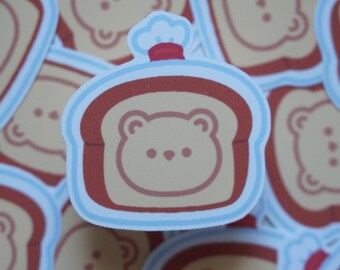 Pudding as Bread Soft Matte Vinyl Die-Cut Sticker | Cute Bear Bread | Laptop, Water Bottle, Notebook Sticker Gift | 1.45 in x 1.596 in