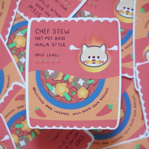 Chef Stew Waterproof Soft Matte Vinyl Die-Cut Sticker | Cute Shiba | Laptop, Water Bottle, Notebook Sticker Gift | 1.701 in x 2 in