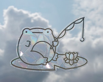 Fred Suncatcher | Frog Suncatcher | Window Sticker | Sticker | Rainbows | Holographic | Suncatcher for Window | Rainbow Suncatcher