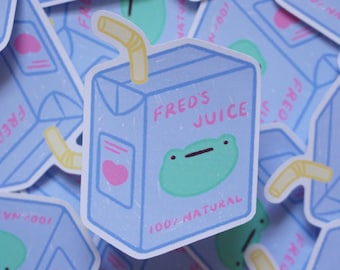 Fred's Juice Soft Matte Vinyl Die-Cut Sticker | Cute Frog | Laptop, Water Bottle, Notebook Sticker Gift | 1.43 in x 2.001 in
