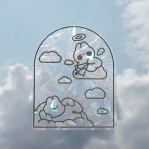 Cherry & Rául Suncatcher | Bunny Suncatcher | Window Sticker | Sticker | Rainbows | Holographic | Suncatcher for Window | Rainbow Suncatcher