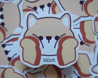 Idiot Sandwich Soft Matte Vinyl Die-Cut Sticker | Cute Shiba | Laptop, Water Bottle, Notebook Sticker Gift | 1.45 in x 1.596 in