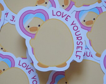 Love Yourself Soft Matte Vinyl Die-Cut Sticker | Cute Duck | Laptop, Water Bottle, Notebook Sticker Gift | 2.134 in x 2 in
