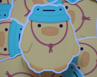 Mango w/ Fred Hat Soft Matte Vinyl Die-Cut Sticker | Cute Duck | Cute Frog | Laptop, Water Bottle, Notebook Sticker Gift | 1.794 in x 2 in