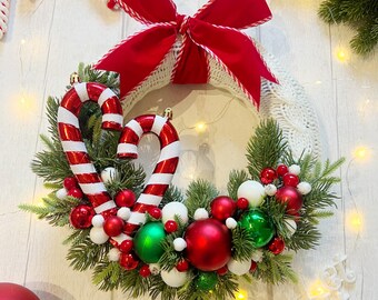 Unique Christmas Wreath / Door Christmas Wreath / Christmas Arrangement