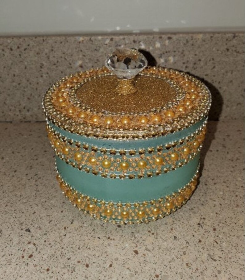 Green Glass Vanity Containers Etsy