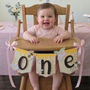 First Bee Day Highchair Banner, One Bee Theme