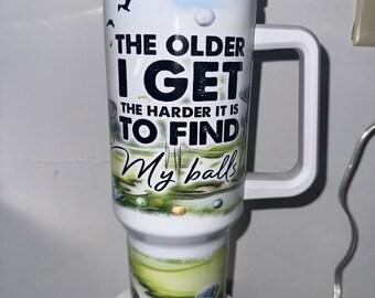 40oz tumbler.  Golf cup.  Golfing timbler.  The older I get the hard it is to find my balls