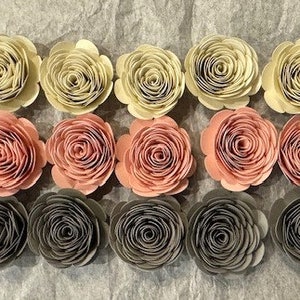 Pink Gray Neutral Paper Roses - Pink Gray Neutral Paper Flowers