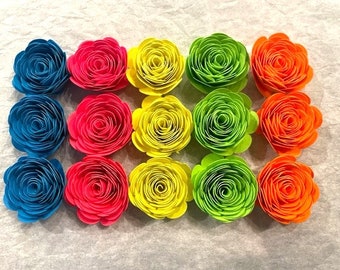 Neon Paper Roses - Neon Paper Flowers