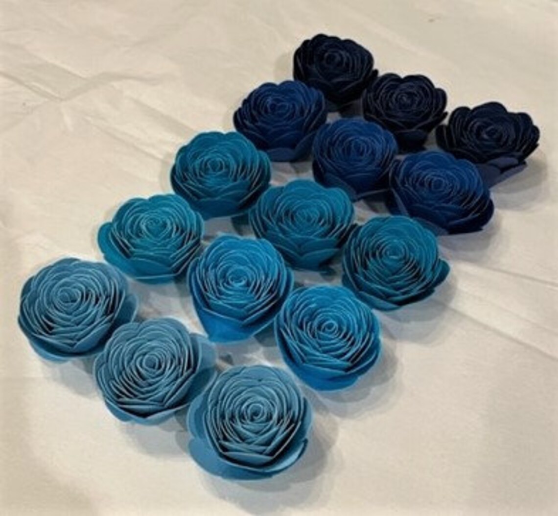 Blue Paper Roses Blue Paper Flowers Etsy