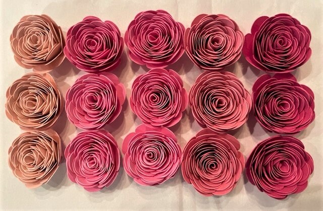 Pink Patterned Paper Roses Pink Paper Roses - Pink Paper Flowers - Etsy