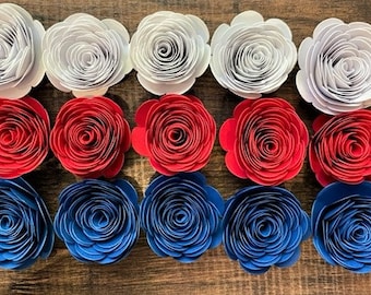 Red, White and Blue Paper Roses