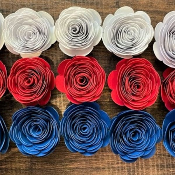 Red, White and Blue Paper Roses