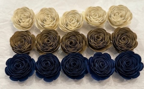 Navy Cream Brown Paper Roses - Navy Cream Brown Paper Flowers - Etsy