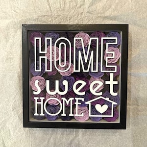 Home Sweet Home- Paper Rose Shadow Box - Housewarming gift - Paper Flower Box - Shadow Box Flowers