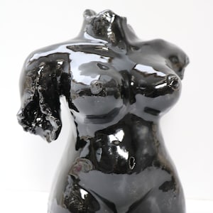 Black Bust: Black enamelled earthenware