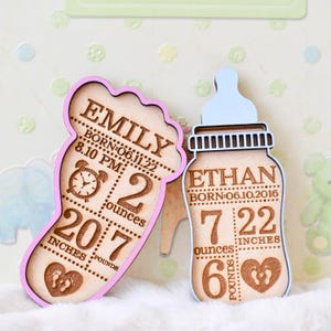 Digitale Datei - Baby Geburtsanzeige Ornament