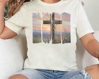 Cross Shirt,Christianity Shirt,Christian Easter Tee,Easter Shirt Women,Easter Christian Tee,Church Outfit,Spring Shirt women,Easter Day Tee