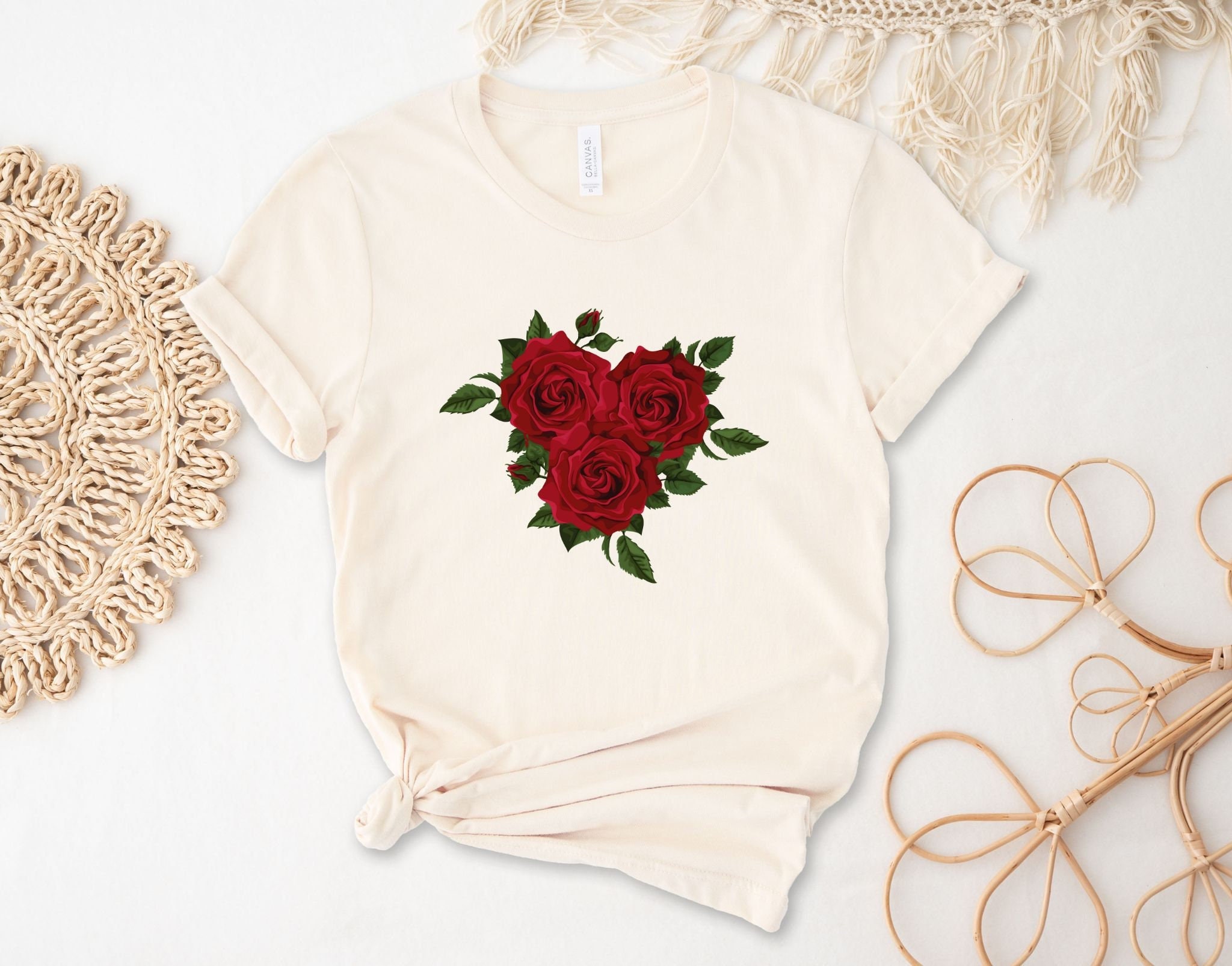 Red Rose Tshirt Floral Shirt Flower Shirt 3 Red Rose Etsy