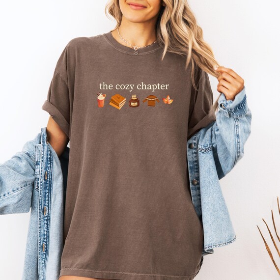 Comfort Colors Cozy Fall Shirt,Fall Book Lover Shirt,Womens Pumpkin Patch Shirt,Pumpkin Season Shirt,Autumn Tshirt,Fall Book Lover Gift