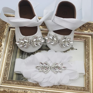 Baby Girl Baptism Shoes Christening Shoes For Girls with Matching headband