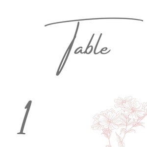 Table numbers card calligraphy wedding table number floral BLUSH 4x6 wedding table numbers party table numbers 1-20