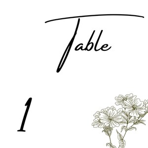 Table numbers card calligraphy wedding table number floral SAGE 4x6 wedding table numbers party table numbers 1-20