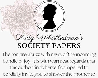 BRIDGERTON THEMED baby shower invite GIRL pink invitation instant download 5X7