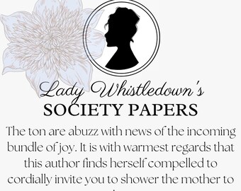 BRIDGERTON THEMED baby shower invite BOY instant download 5X7