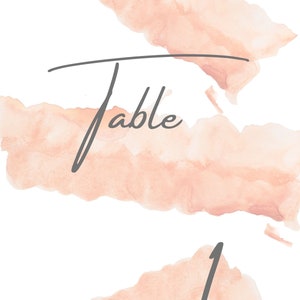 Table numbers card calligraphy wedding table number WATERCOLOR 4x6 wedding table numbers party table numbers 1-20