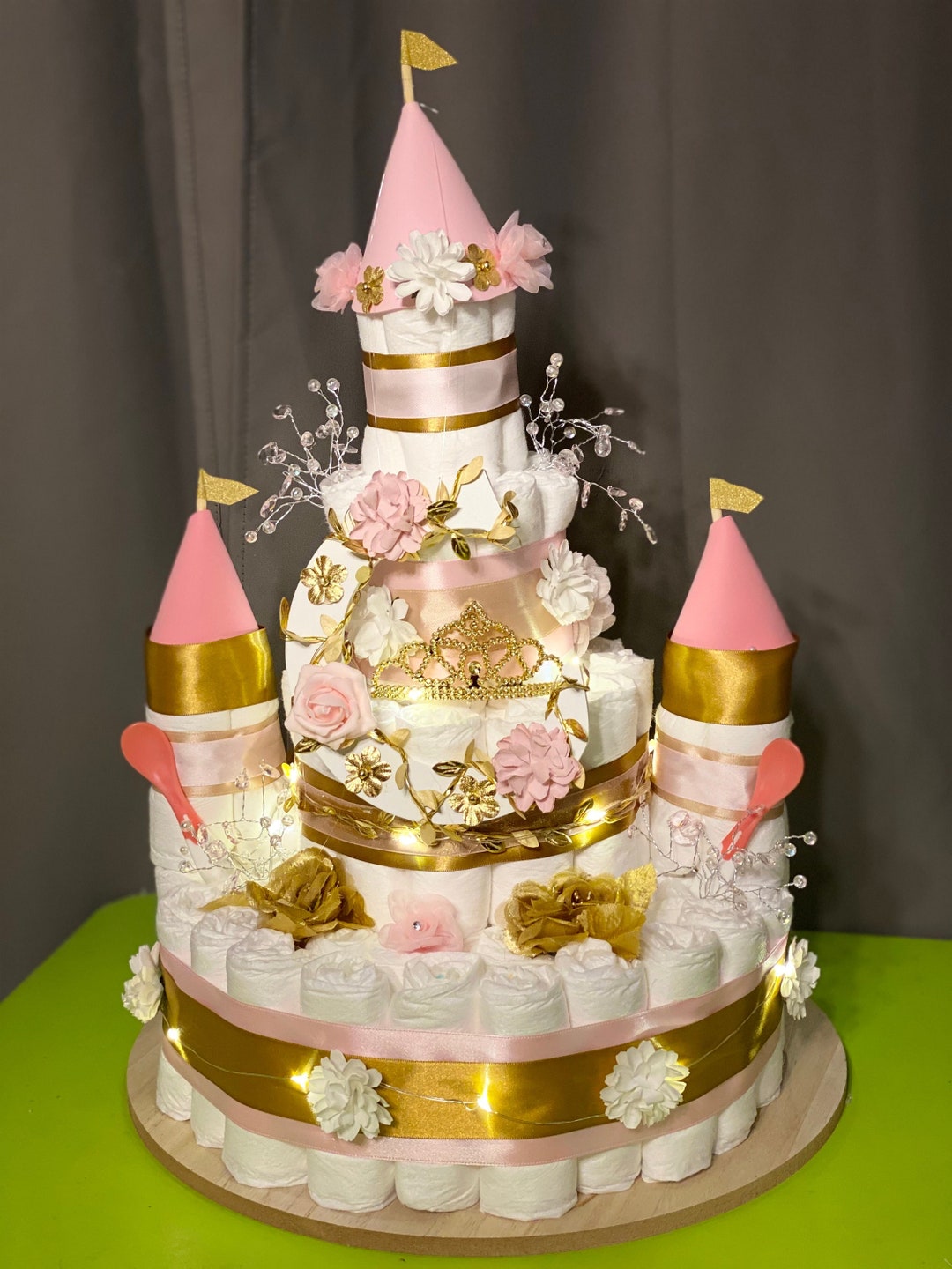Elegant Castle Diaper Cake UK