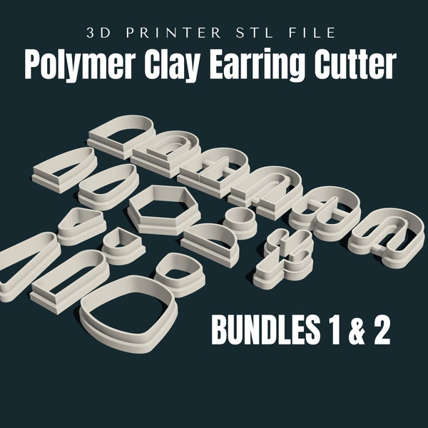 BUNDLES 1 & 2 | Polymer Clay Earring Files  | 3D PRINTER STLS | Downloadable Files