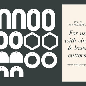 Pacote de brincos Glowforge: 7 designs digitais exclusivos para corte a laser