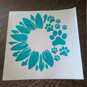 Vinyl decal | Sunflower Paw Prints  | Dog Lover | Cat Lover | Pets | Flowers