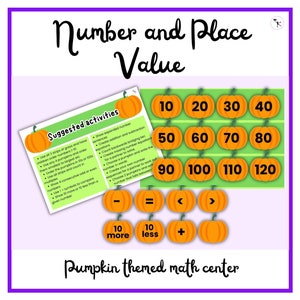 Centres de mathématiques : activité mathématique d&#39;automne ; activités éducatives; activités mathématiques citrouilles ; valeur de position ; mathématiques Montessori ; salle de classe d&#39;automne