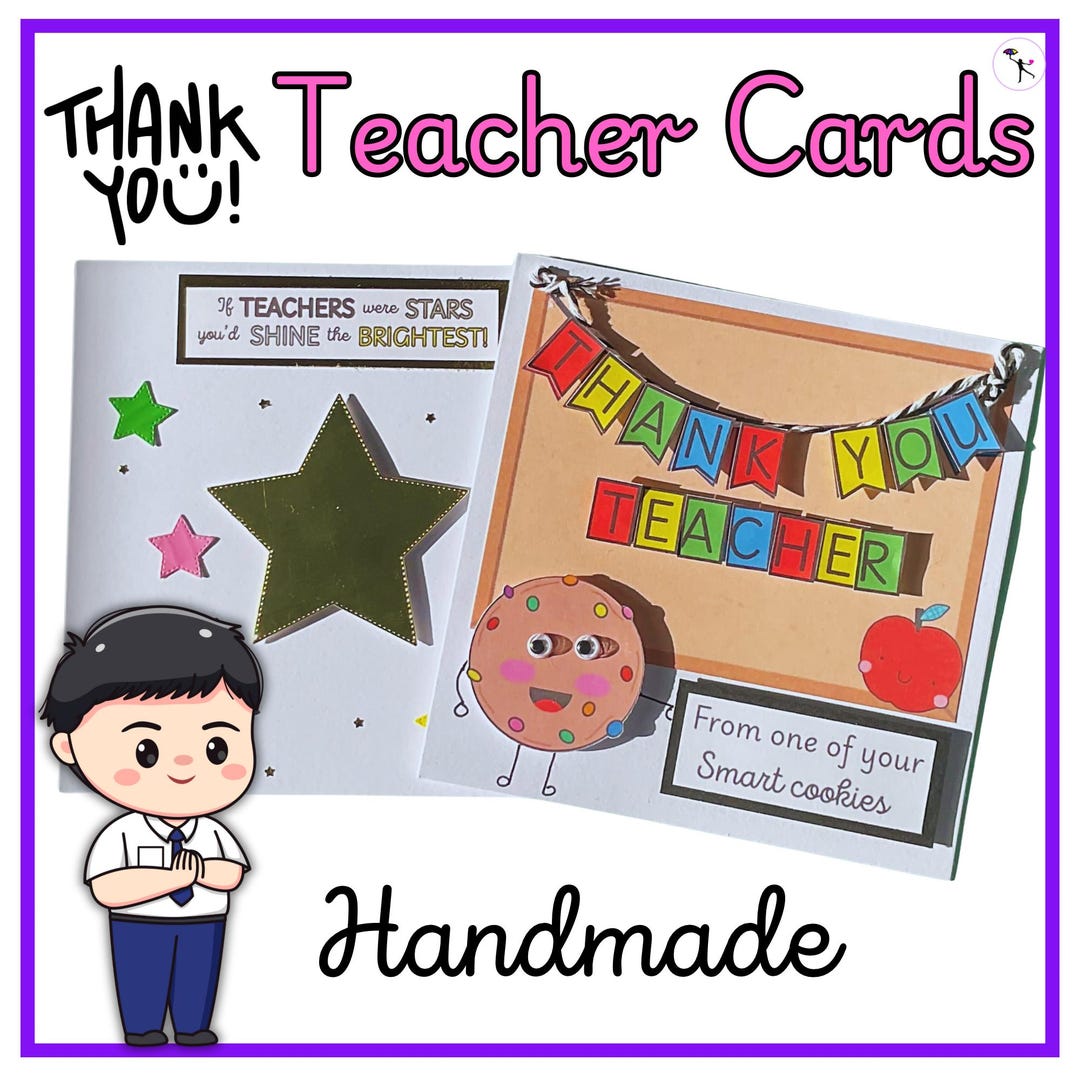 Handmade Teacher Appreciation Card - End of School Term Thank You Note ...