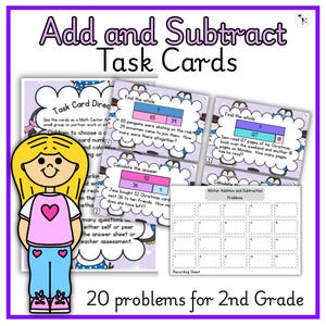 Tweede leerjaar Optellen en aftrekken Wiskunde Woord Opgave Taakkaarten voor centrumactiviteiten